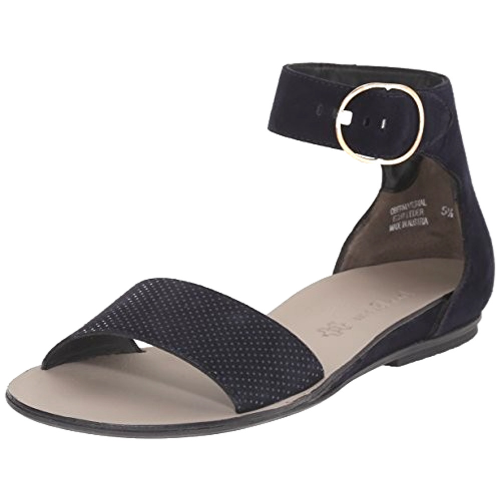 Paul Green Horizon Sandal Navy Suede Flat Open Toe Ankle Strap Buckle 6.5UK 9US